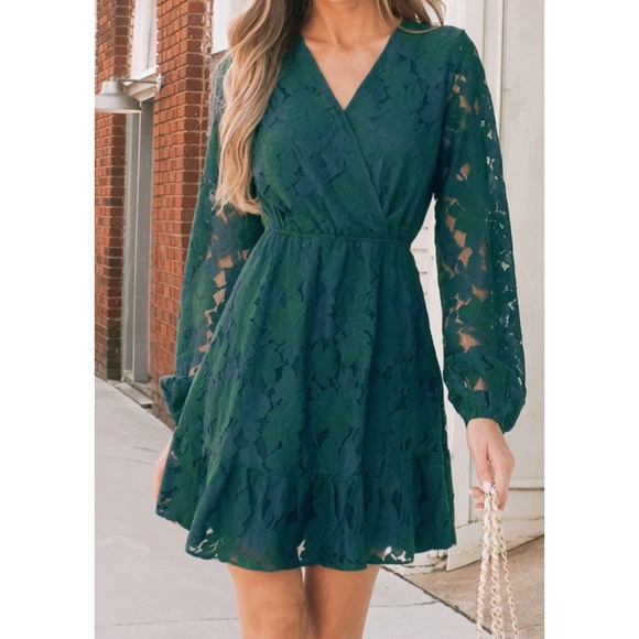 Cupshe Dresses & Skirts - cupshe‎ boho green blue whimsigoth fairycore lace S mini dress western romantic